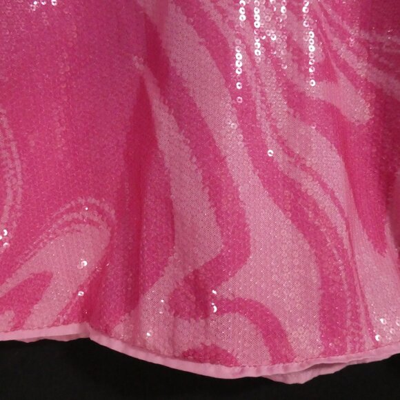 H&M | size 3T | Pink Marble Patterned Sequin Short Sleeve Dress | Button-Up Back - Picture 13 of 14